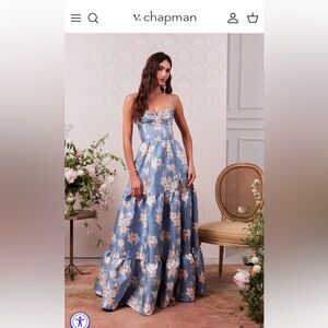 V. Chapman Lucetta Dress in Dusk Blue Baroque Floral